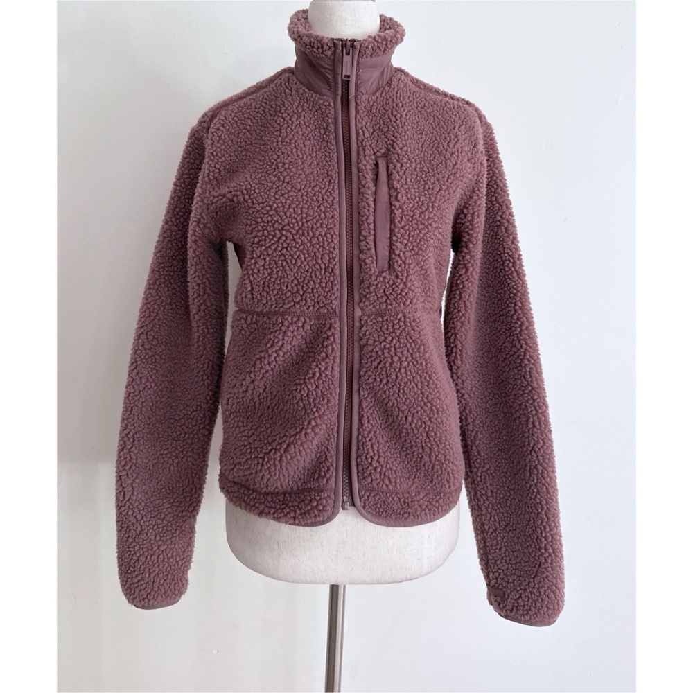 Frank & Oak Fleece Zip-up Mauve Purple Sweater Teddy Jacket XS
